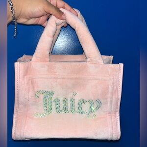 Juicy Couture Pink Velvet Rhinestone Logo Tote